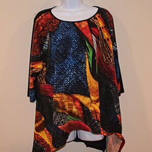 Attitudes by Renee "Global Illusions" Hi/Low Tunic Blouse Size Large Petite